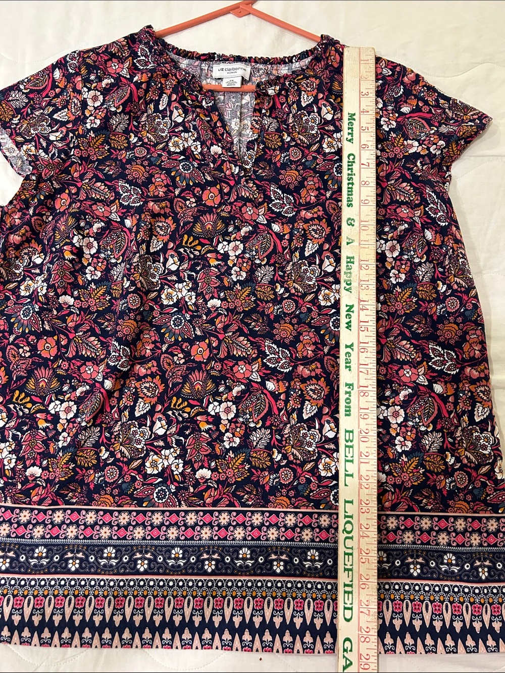 Liz Claiborne Linen Cotton Paisley Top - Picture 5 of 7